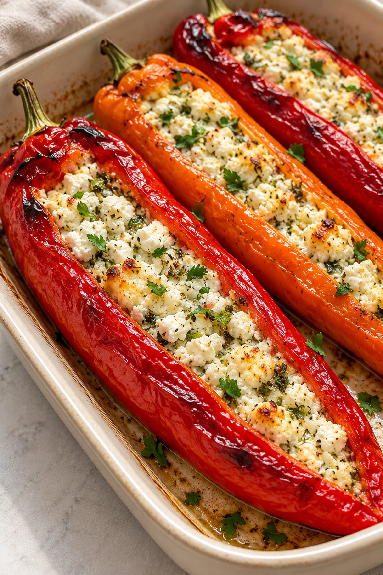 Greek Style Stuffed Peppers with Feta (Florina Peppers Recipe)