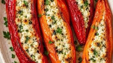 Greek Style Stuffed Peppers with Feta (Florina Peppers Recipe)