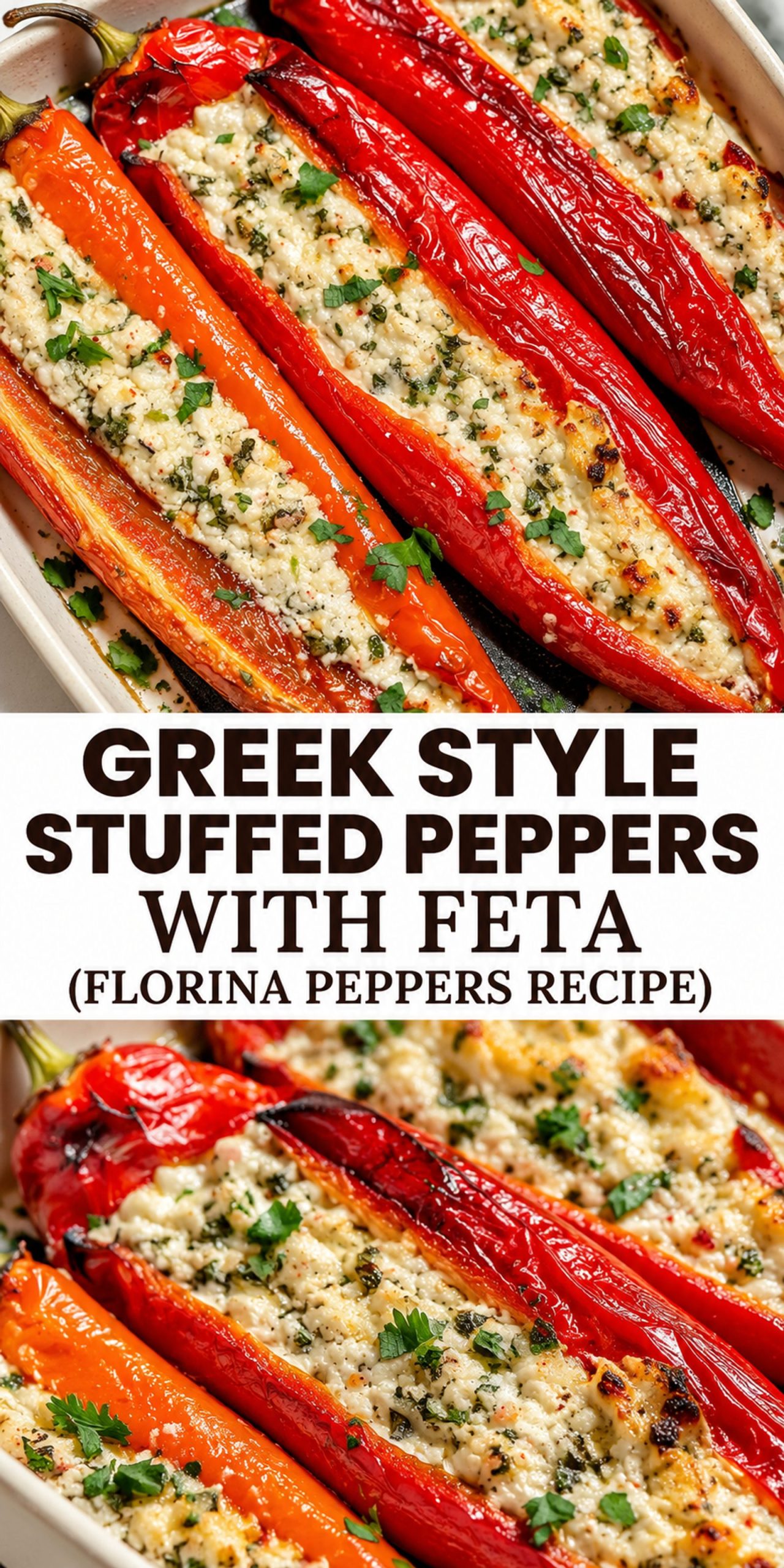 Greek Style Stuffed Peppers with Feta (Florina Peppers Recipe)