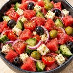Greek Watermelon Salad with Feta and Olives