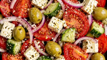 Healthy Greek Salad (With Feta Cheese)