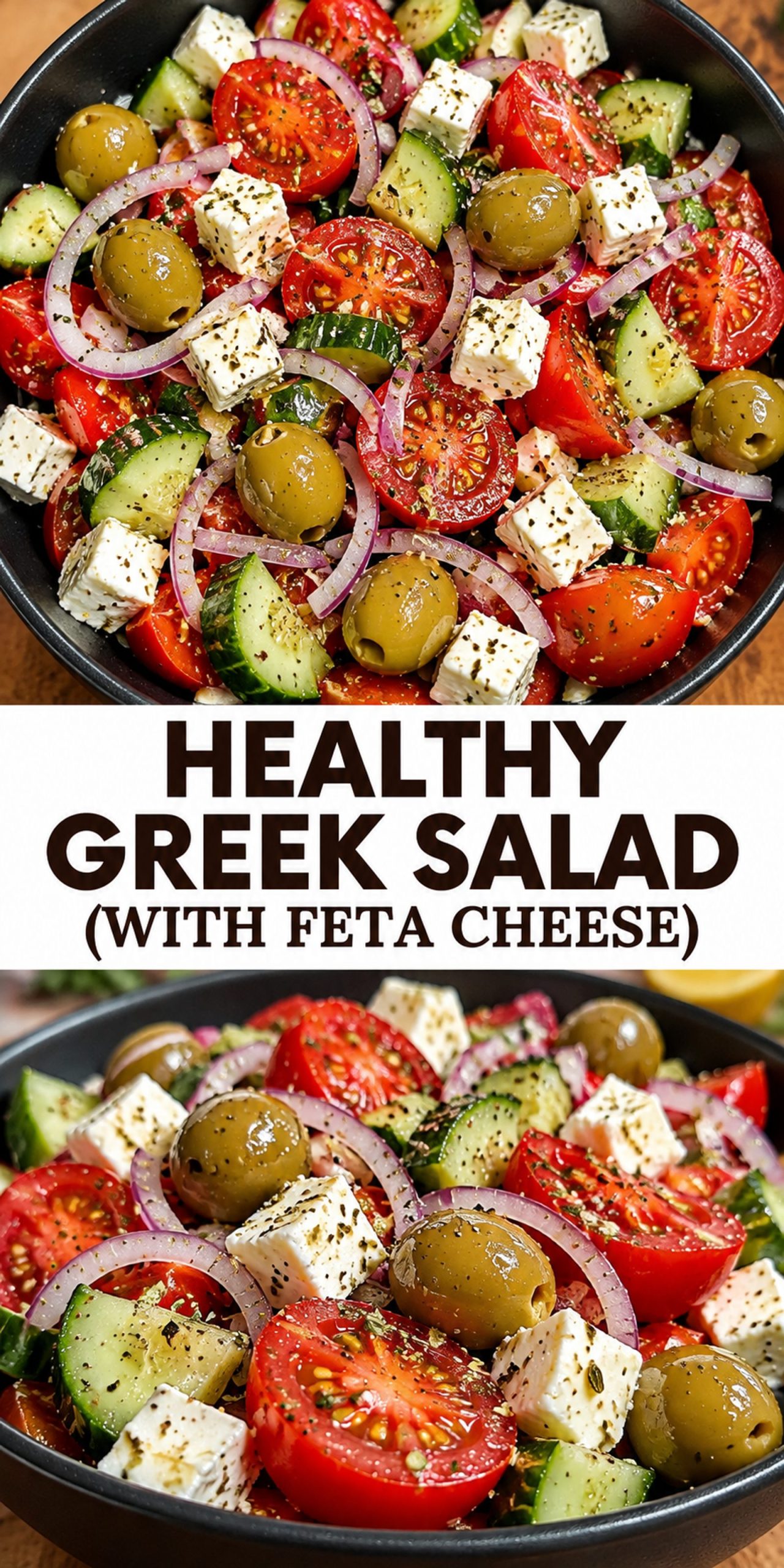 Healthy Greek Salad (With Feta Cheese) Healthy Greek Salad (With Feta Cheese)