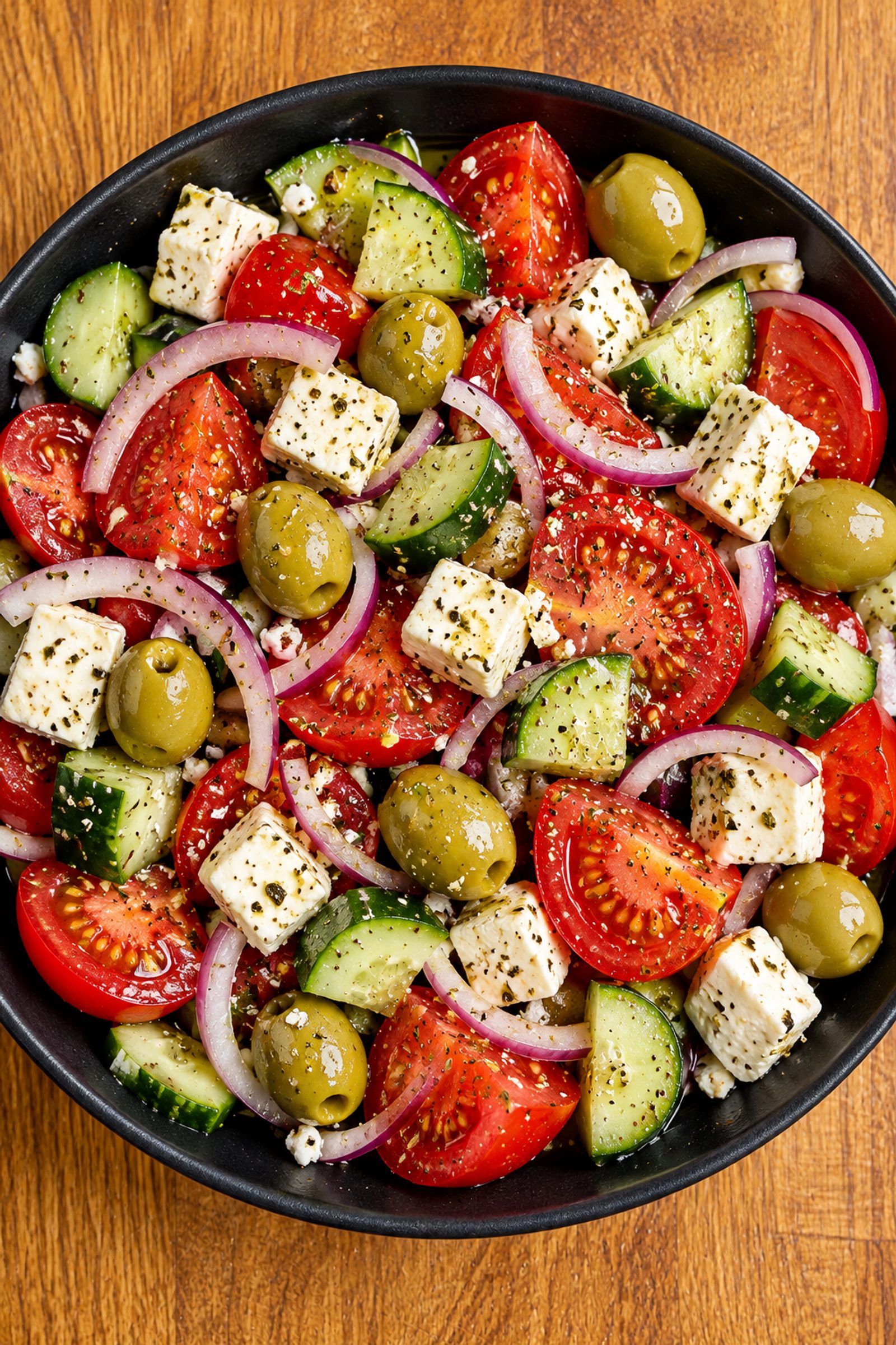 Healthy Greek Salad (With Feta Cheese) Healthy Greek Salad (With Feta Cheese)