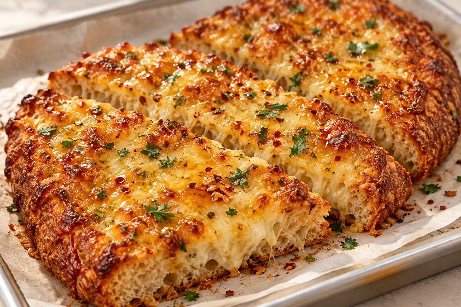 Hot Honey Cheesy Garlic Bread