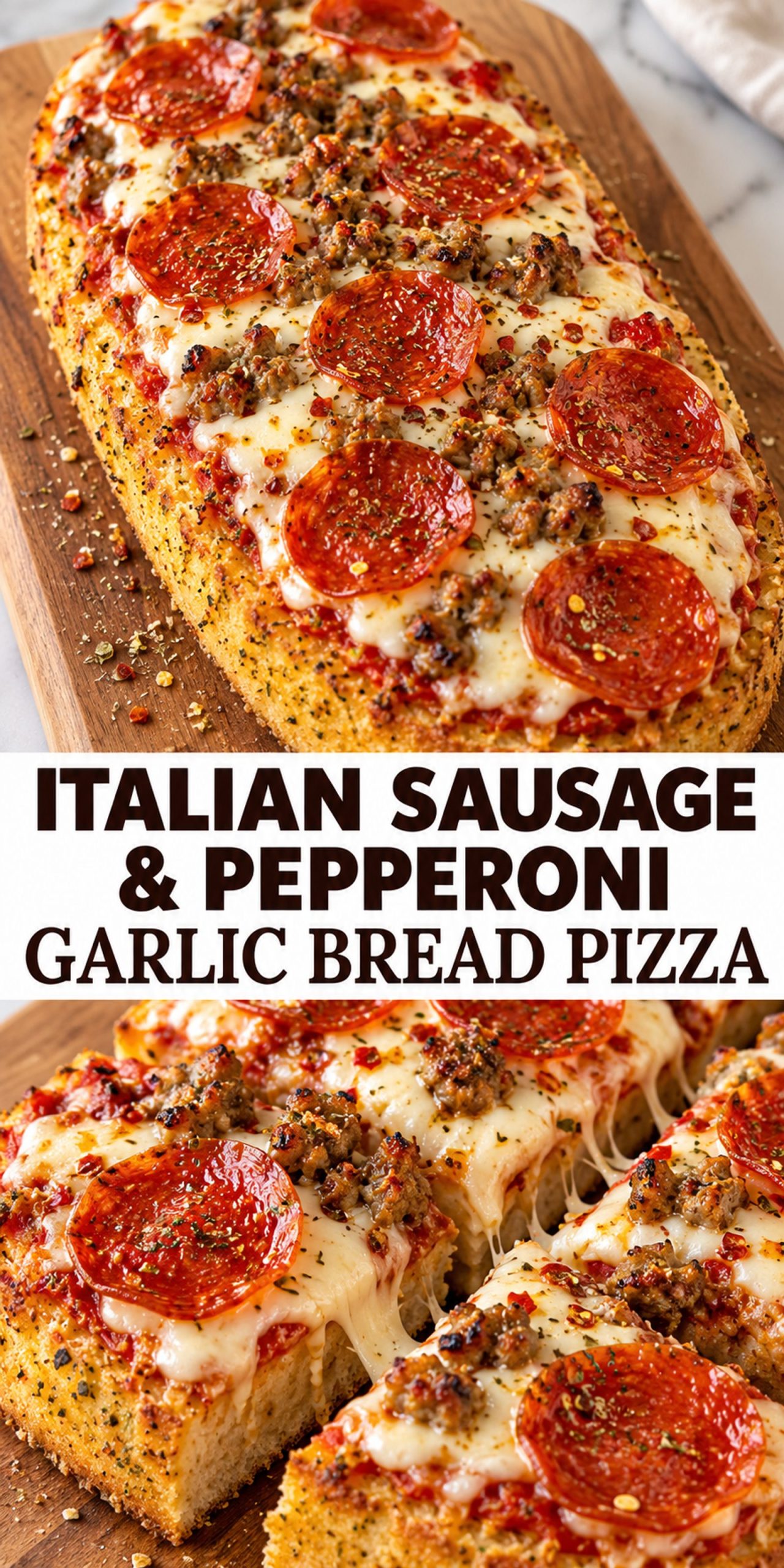 Italian Sausage & Pepperoni Garlic Bread Pizza