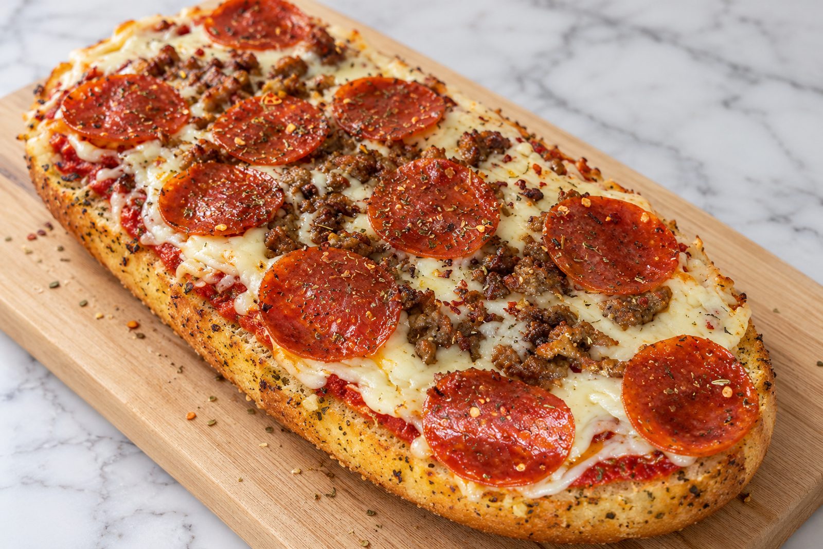 Italian Sausage & Pepperoni Garlic Bread Pizza