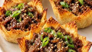 Korean BBQ Beef Sesame Crunch Cups