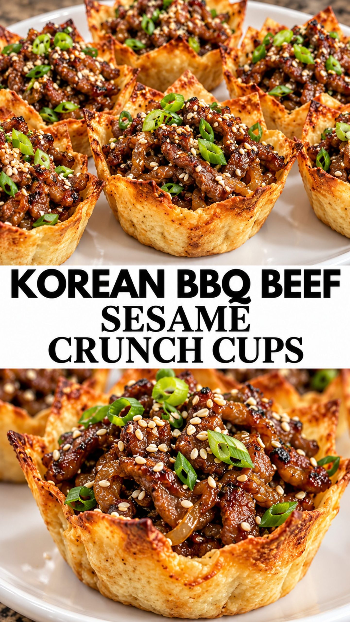 Korean BBQ Beef Sesame Crunch Cups Korean BBQ Beef Sesame Crunch Cups