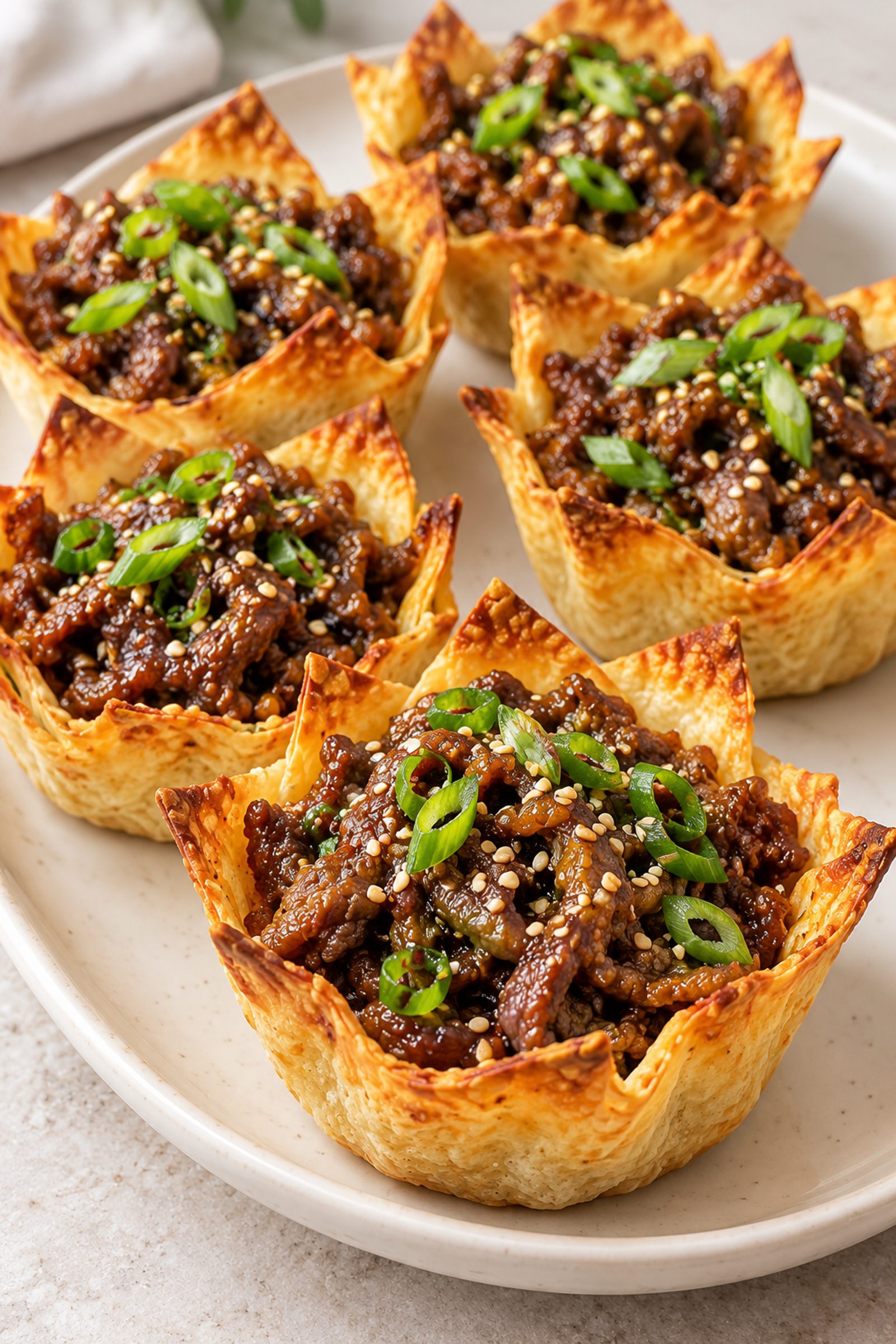 Korean BBQ Beef Sesame Crunch Cups Korean BBQ Beef Sesame Crunch Cups