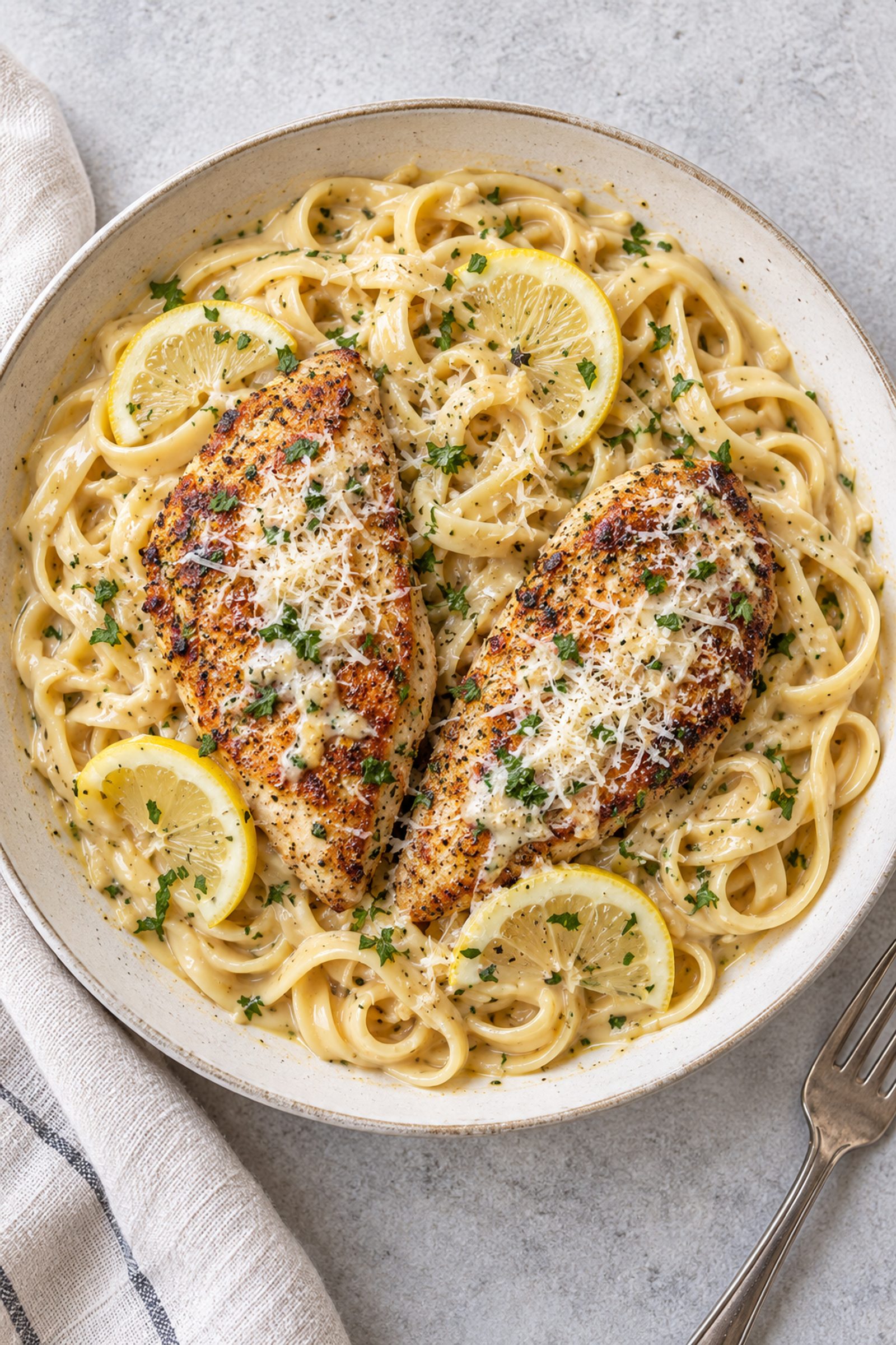 Lemon Garlic Chicken Fettuccine