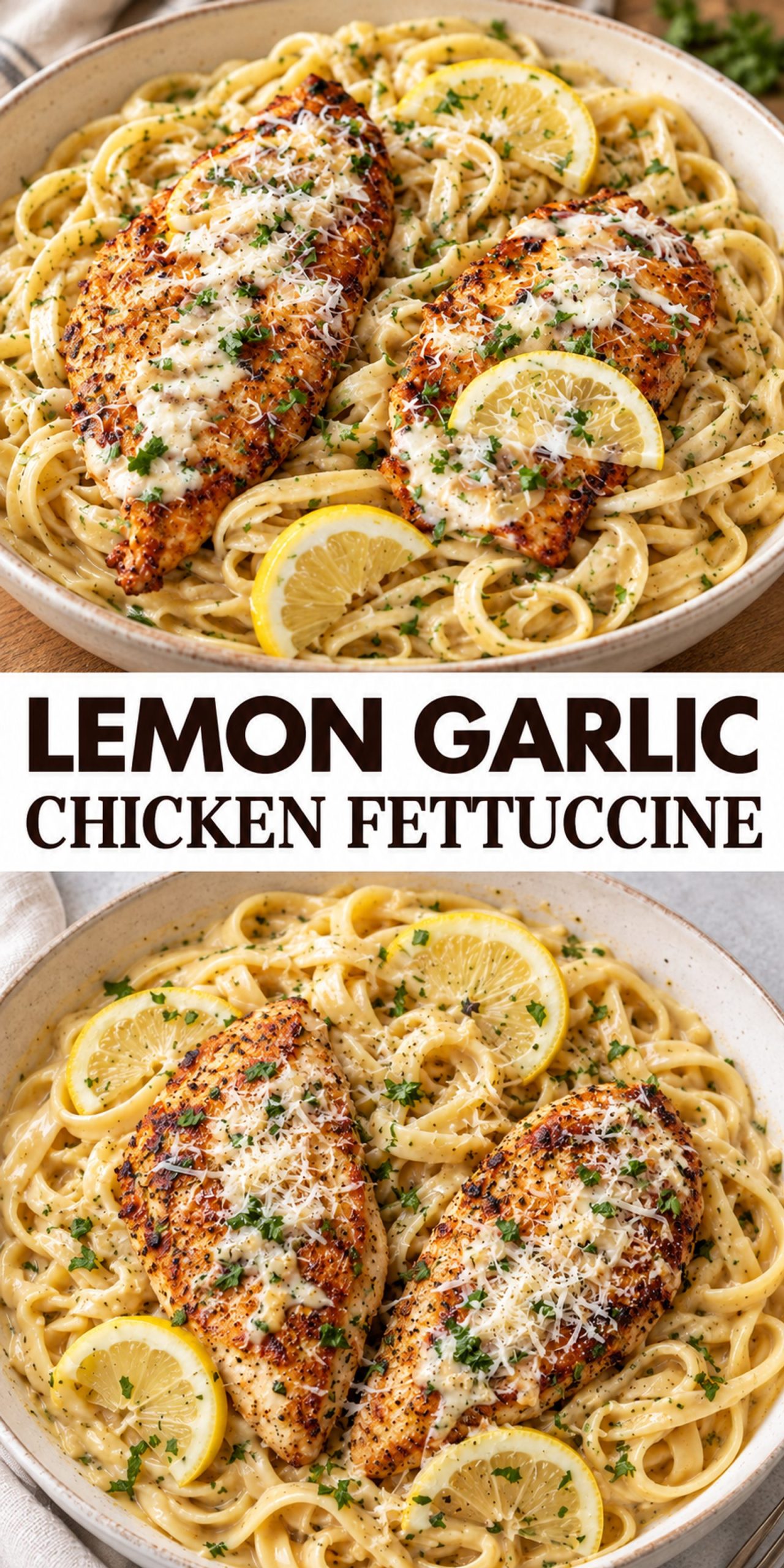 Lemon Garlic Chicken Fettuccine