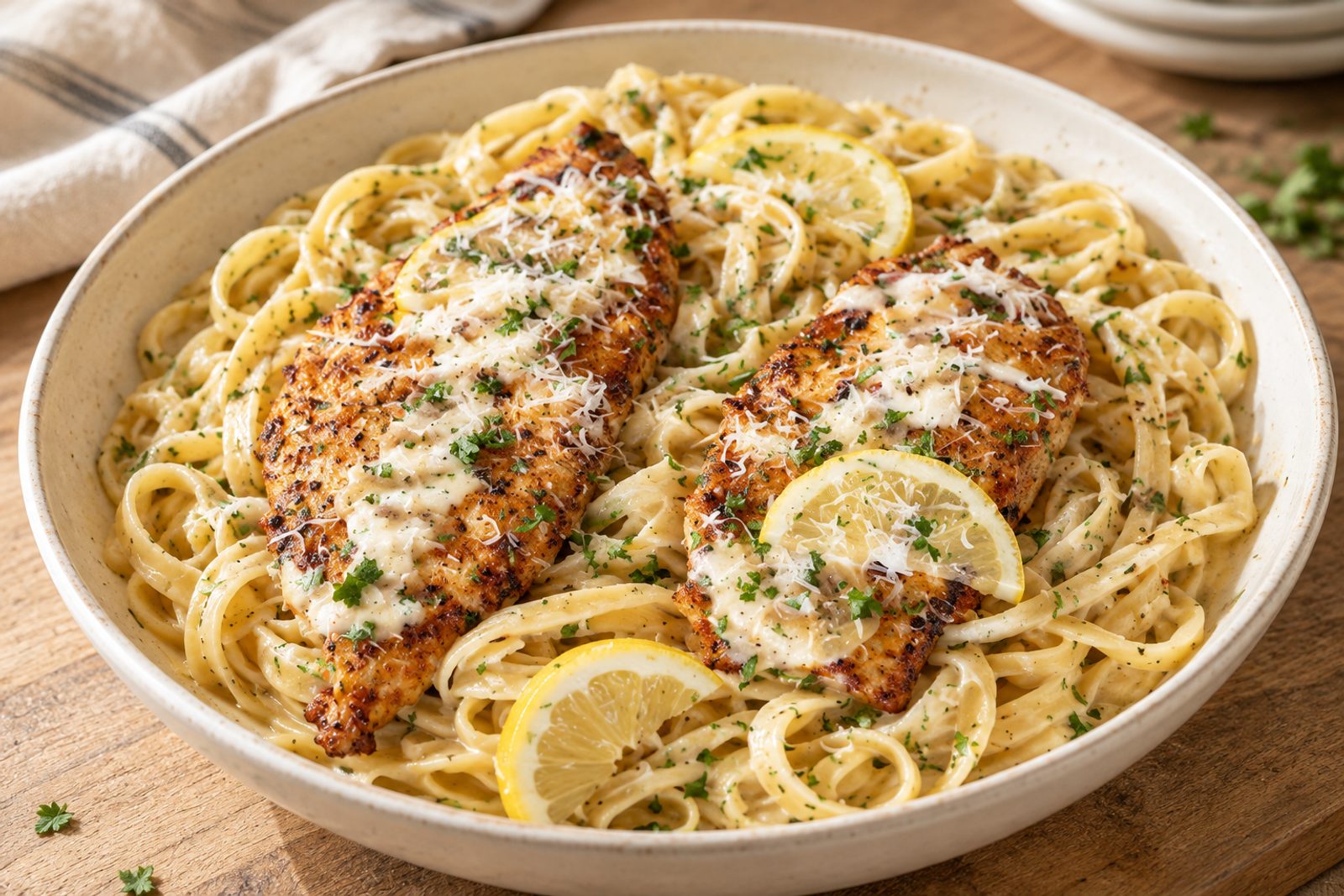 Lemon Garlic Chicken Fettuccine