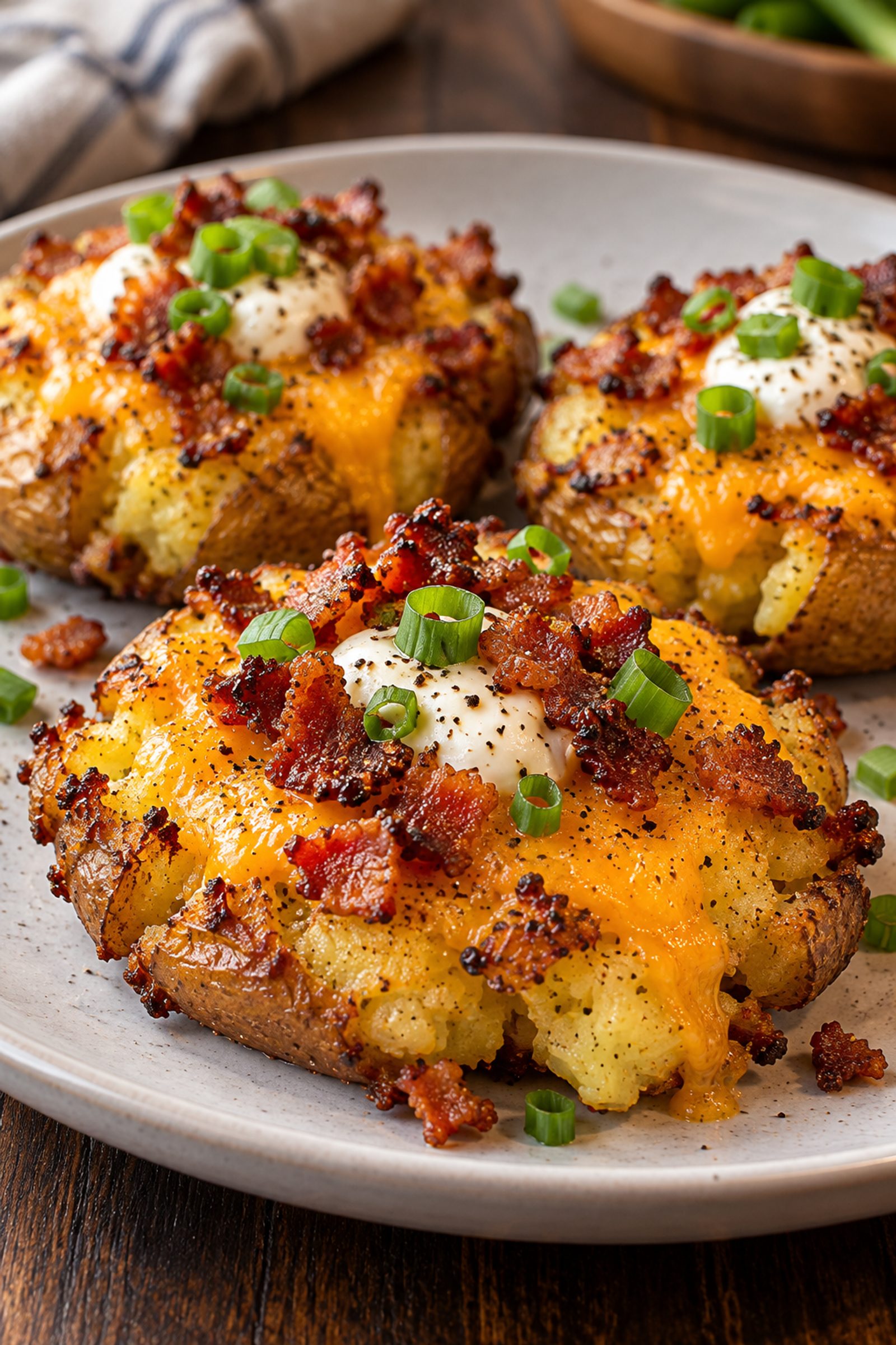 Loaded Bacon Cheddar Smashed Potatoes