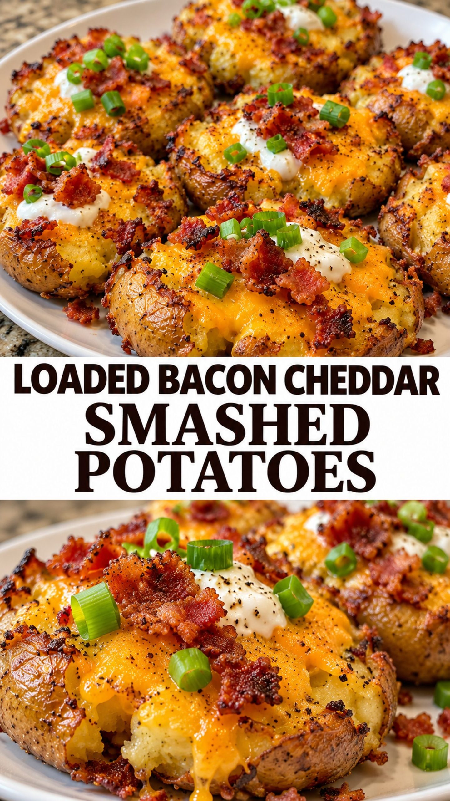 Loaded Bacon Cheddar Smashed Potatoes