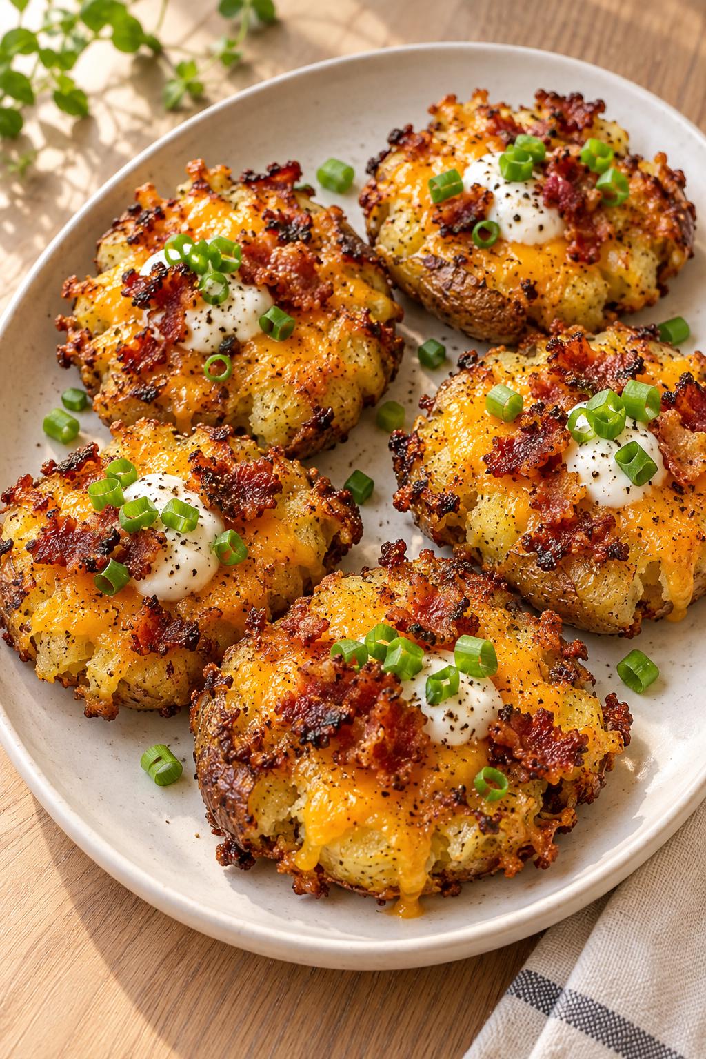 Loaded Bacon Cheddar Smashed Potatoes