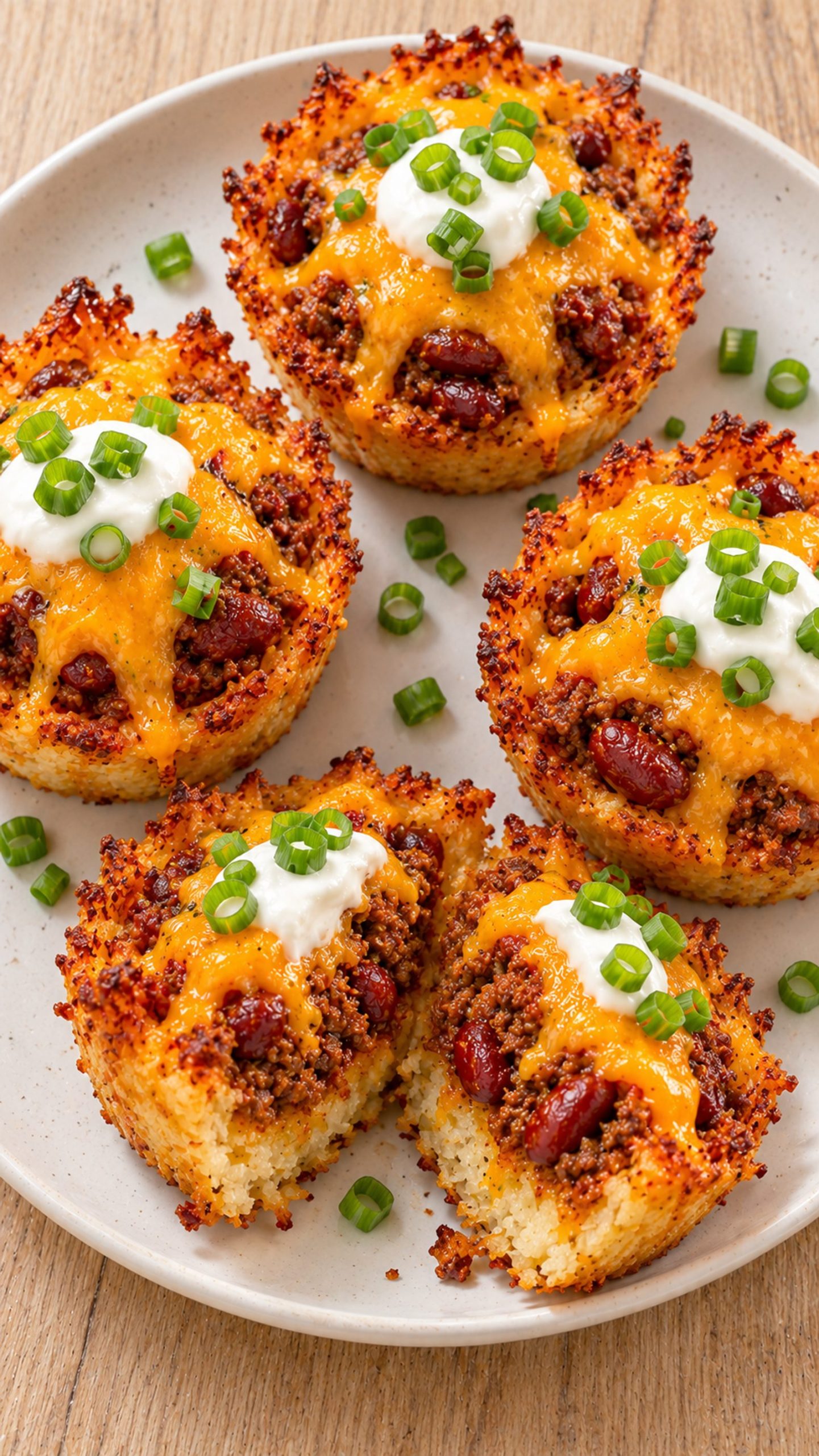 Loaded Chili Cheese Tater Tot Cups