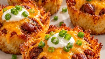 Loaded Chili Cheese Tater Tot Cups