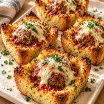Meatball Mozzarella Garlic Bread Cups