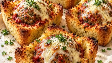 Meatball Mozzarella Garlic Bread Cups