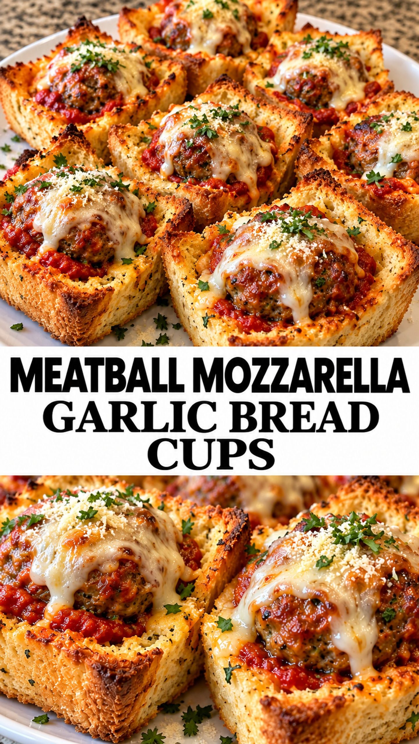 Meatball Mozzarella Garlic Bread Cups Meatball Mozzarella Garlic Bread Cups