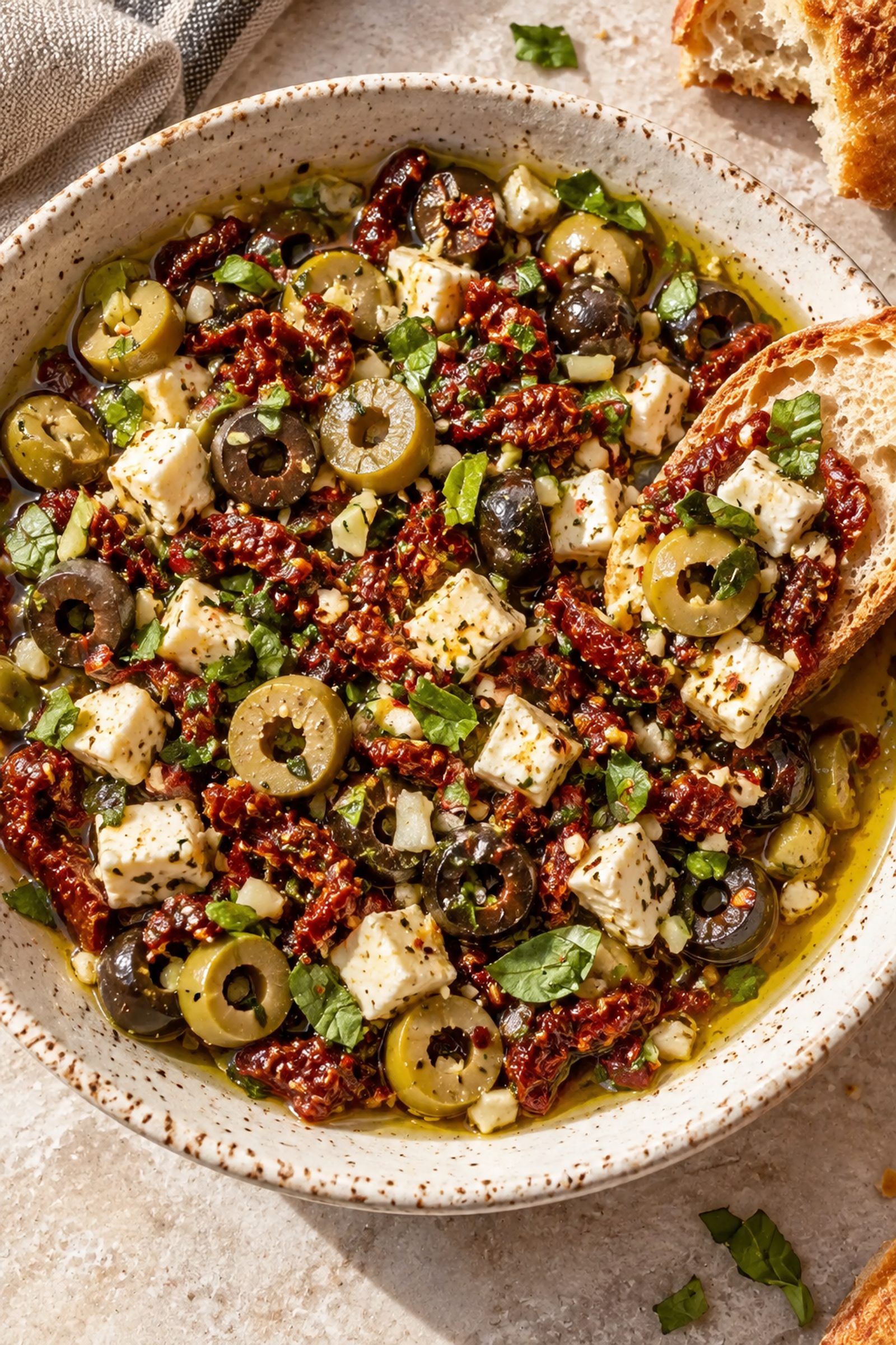 Mediterranean Feta Olive Oil Bread Dip