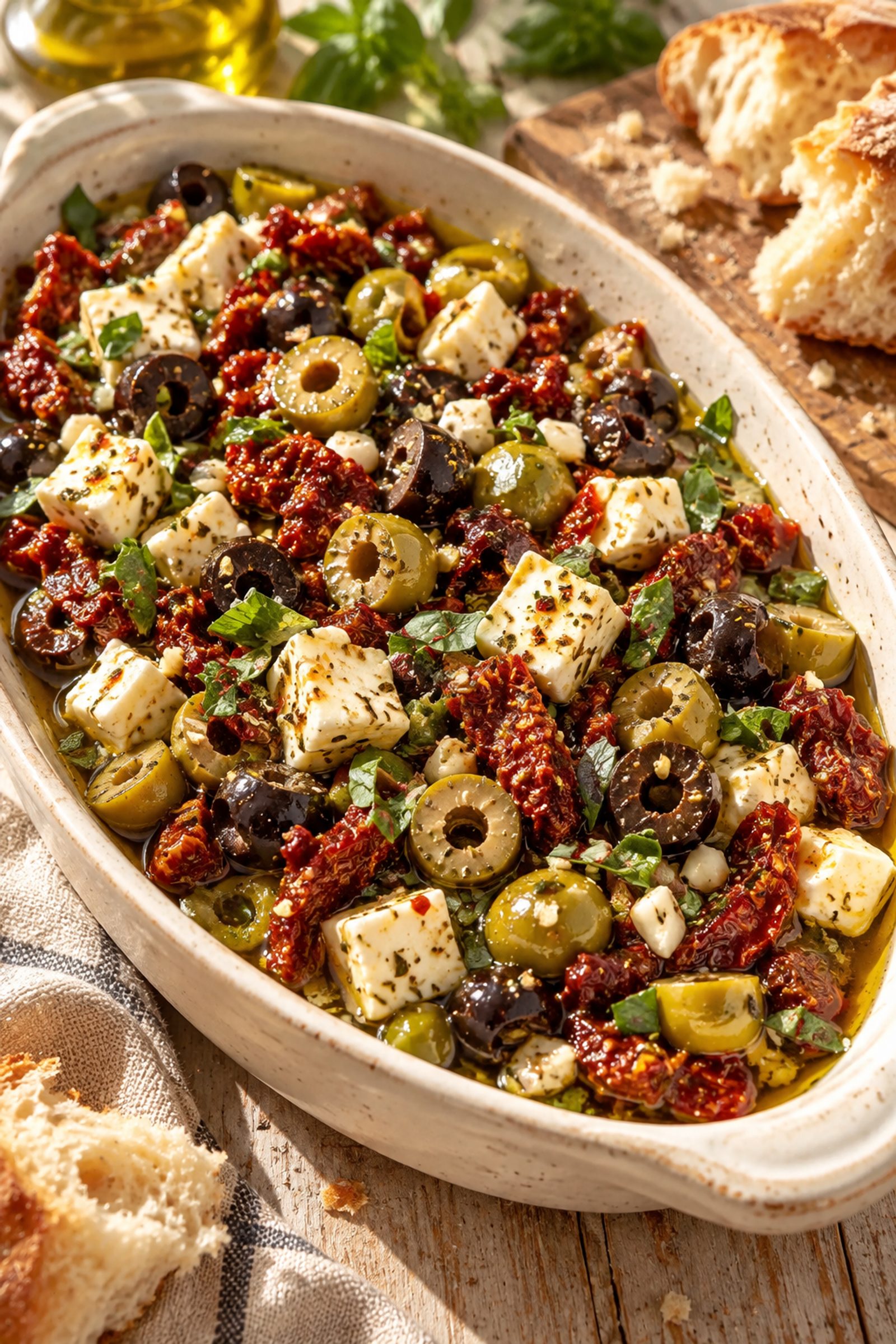 Mediterranean Feta Olive Oil Bread Dip Mediterranean Feta Olive Oil Bread Dip