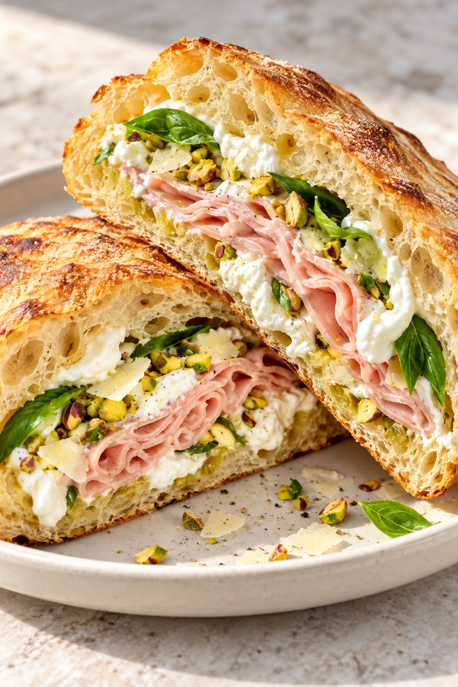 Mortadella Burrata Pizza Sandwich