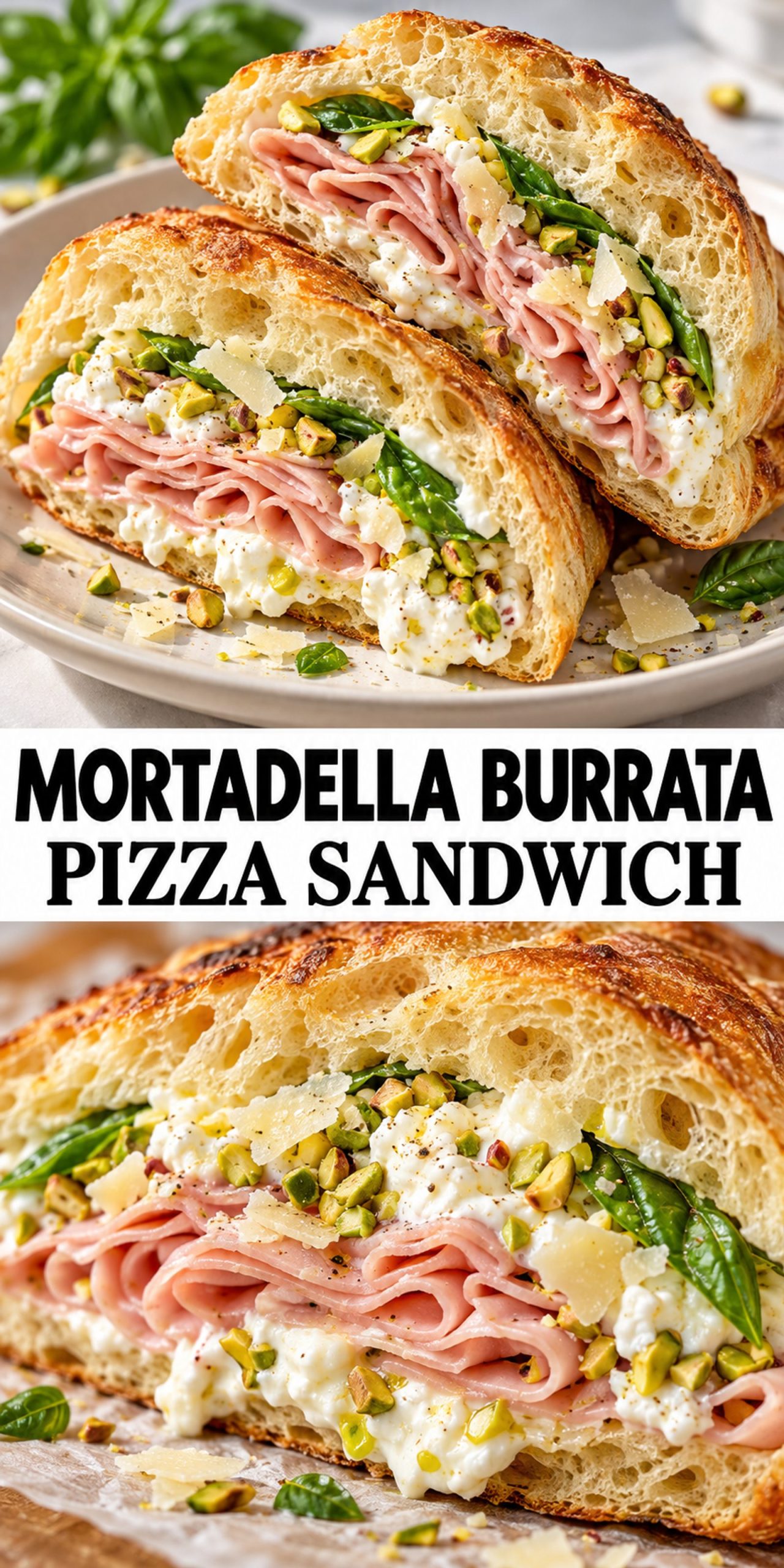 Mortadella Burrata Pizza Sandwich