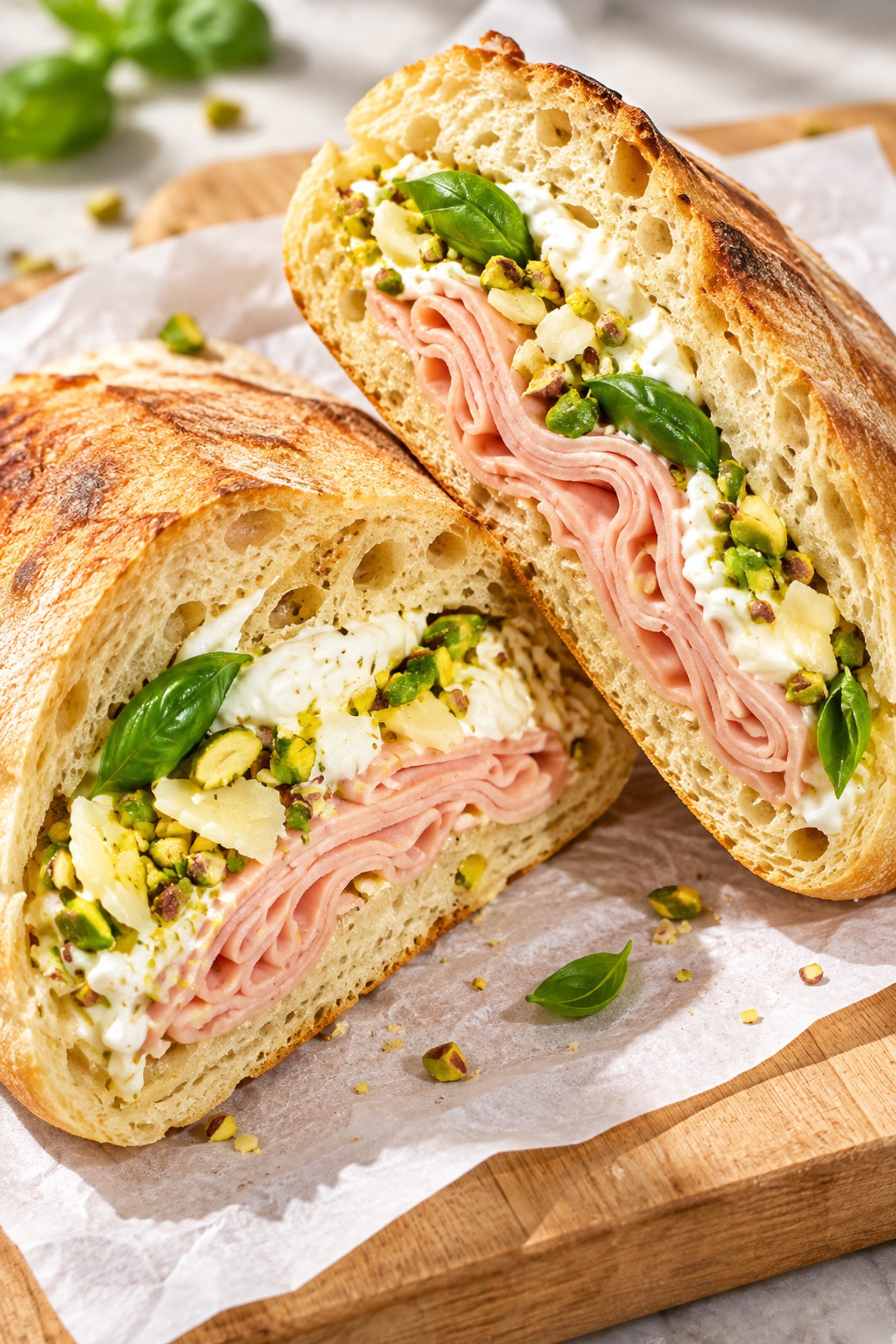 Mortadella Burrata Pizza Sandwich