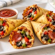 Pepperoni Tortilla Pizza Cones