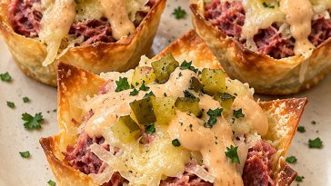 Reuben Swiss Wonton Cups