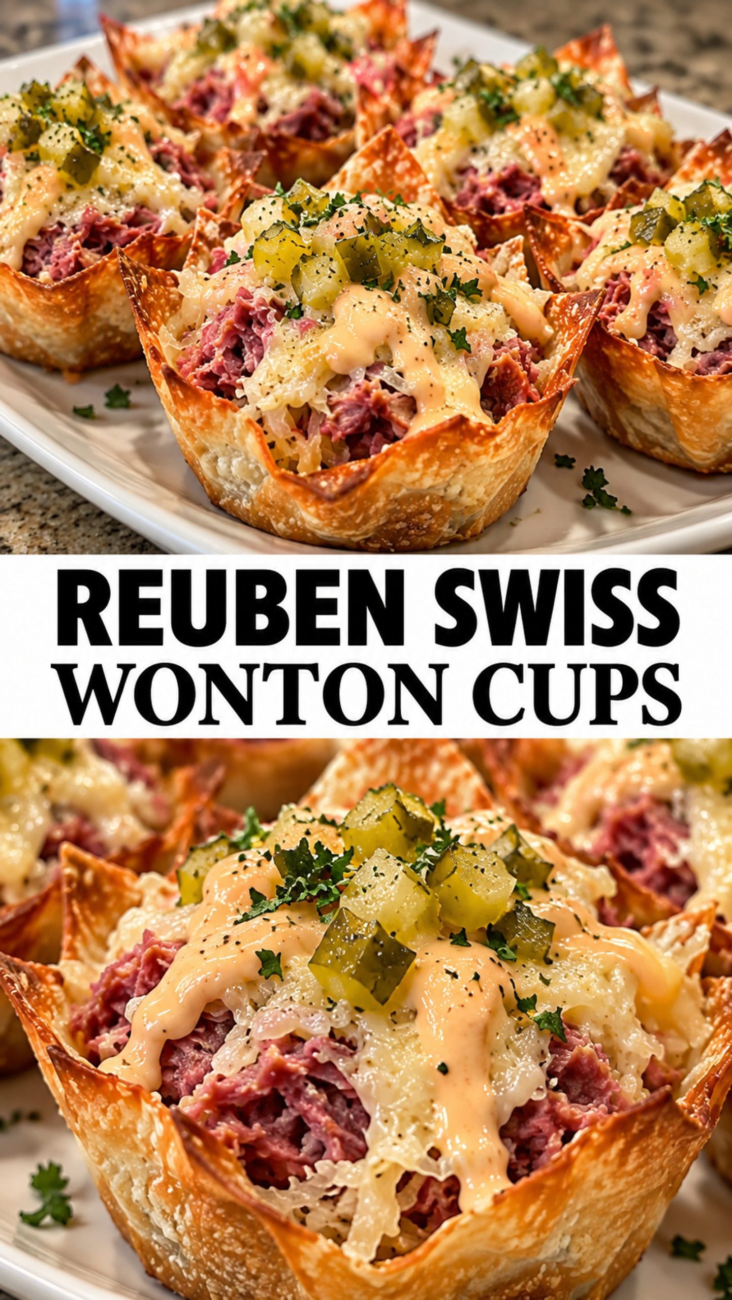 Reuben Swiss Wonton Cups Reuben Swiss Wonton Cups