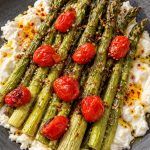 Roasted Asparagus with Burrata and Tomatoes