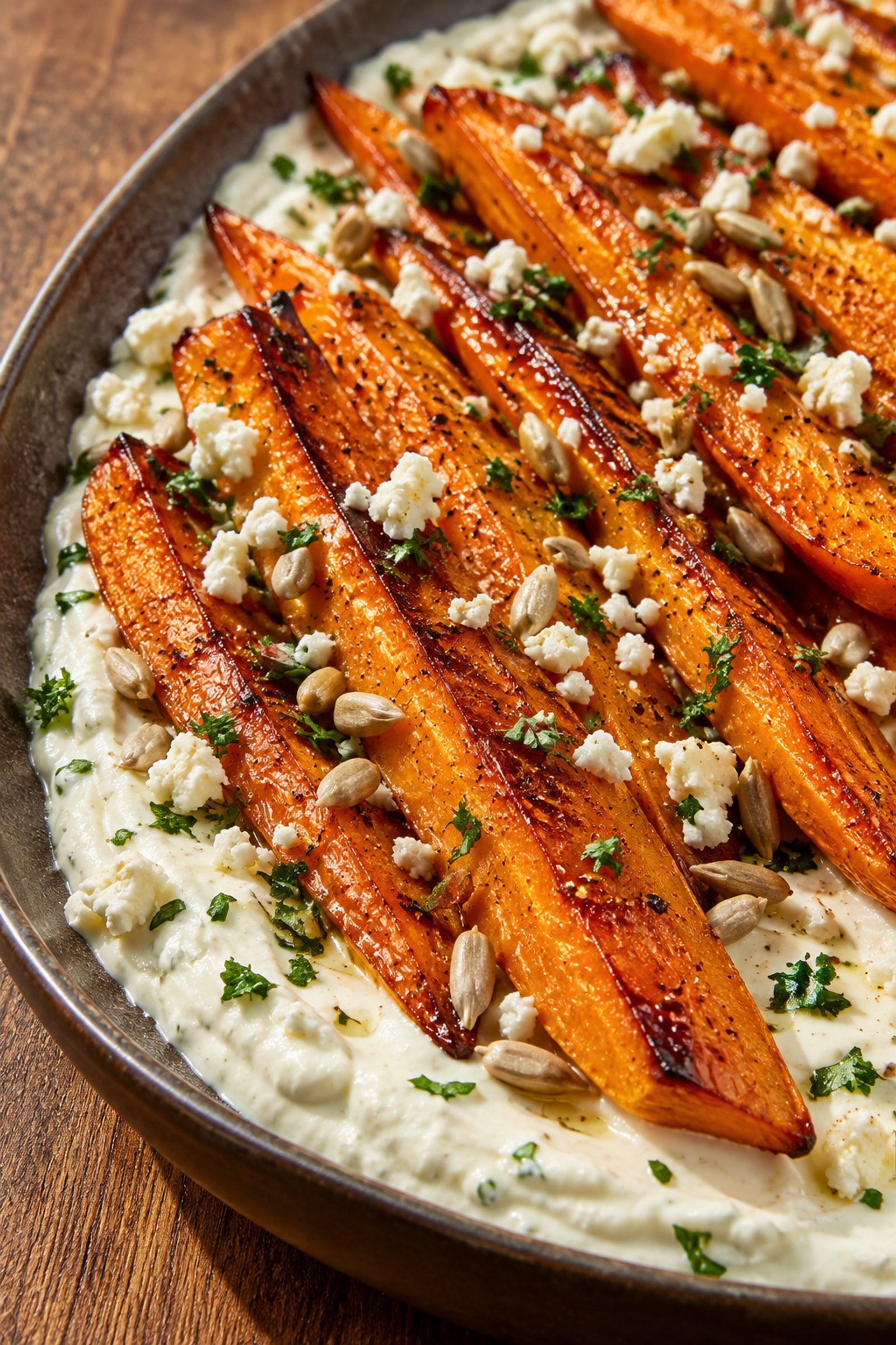 Roasted Carrots With Whipped Feta Dip