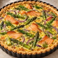 Smoked Salmon and Asparagus Quiche