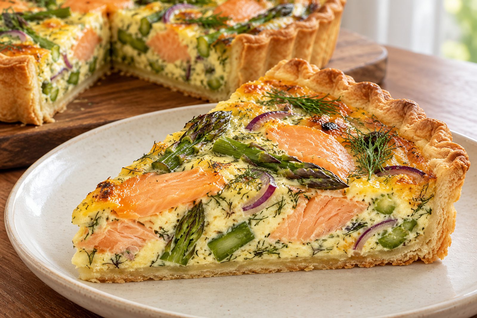 Smoked Salmon and Asparagus Quiche