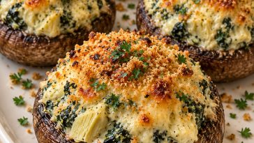 Spinach Artichoke Stuffed Mushrooms