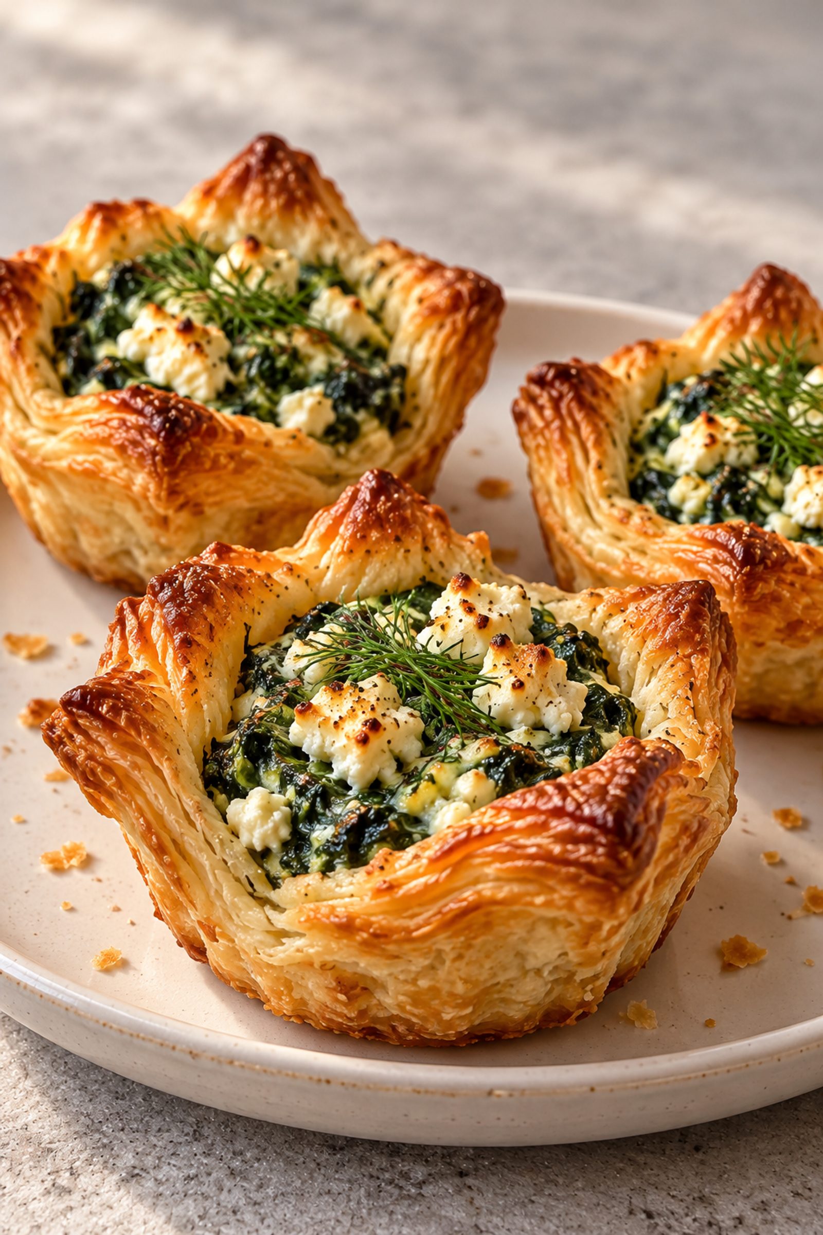 Spinach Feta Puff Pastry Cups