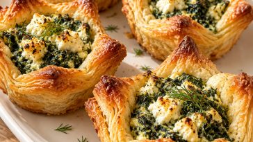 Spinach Feta Puff Pastry Cups