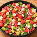 Watermelon Salad with Feta and Avocado