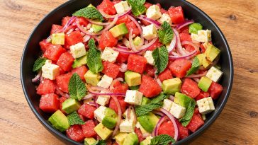 Watermelon Salad with Feta and Avocado