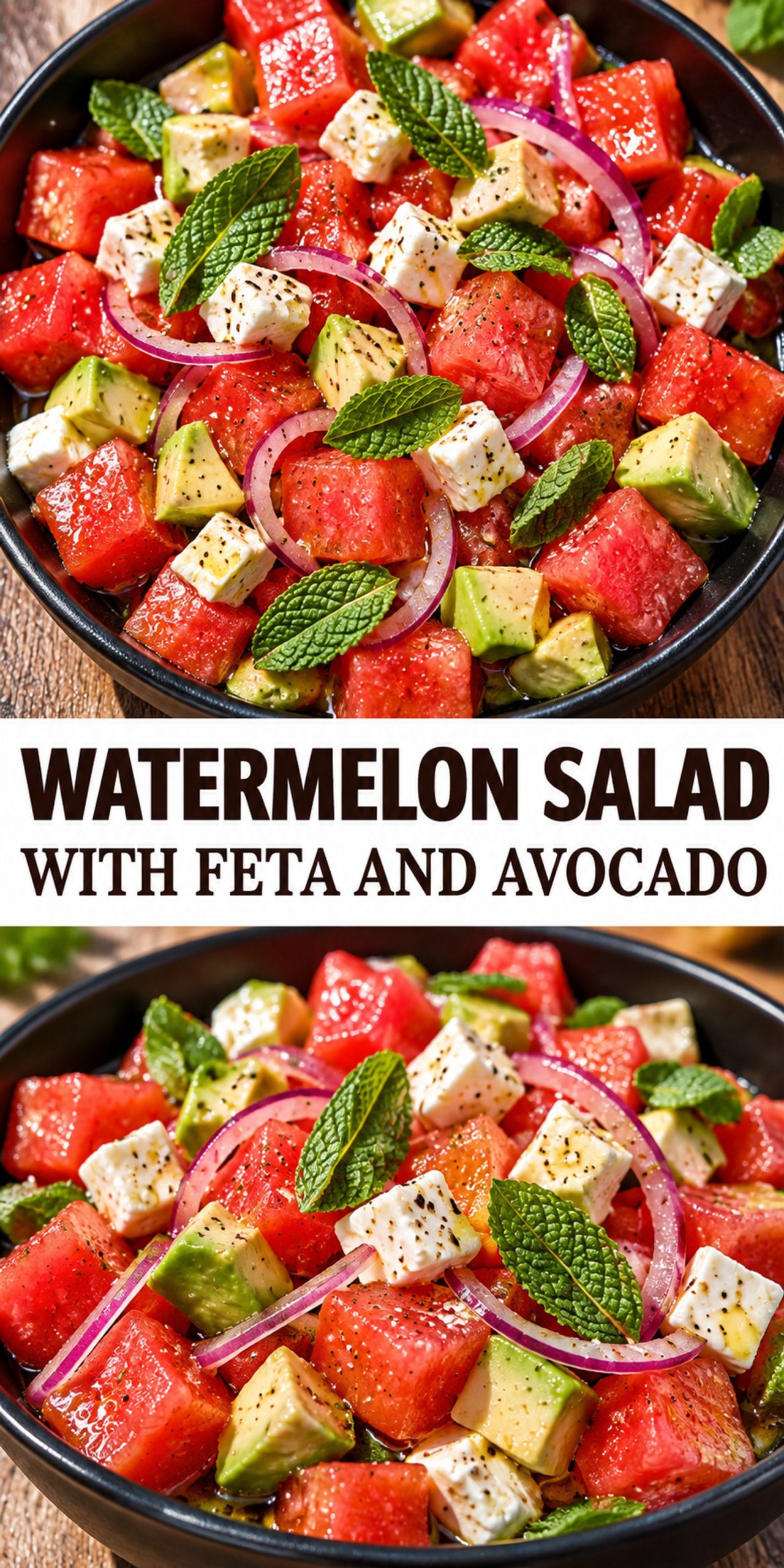 Watermelon Salad with Feta and Avocado