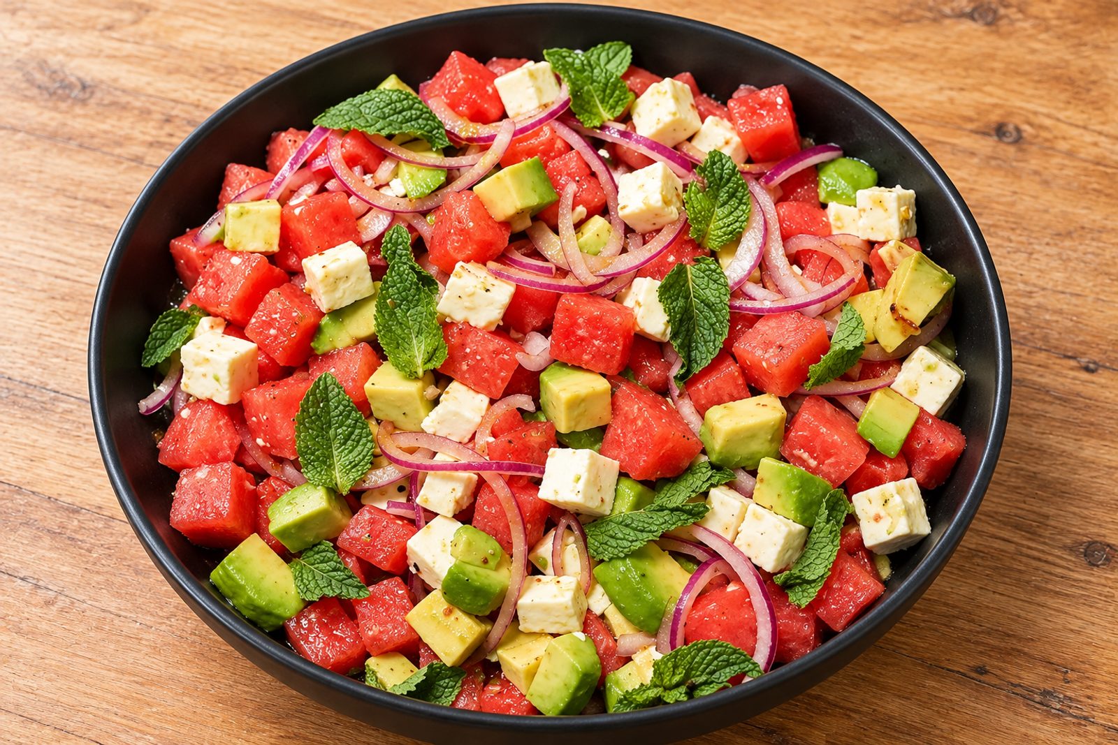 Watermelon Salad with Feta and Avocado
