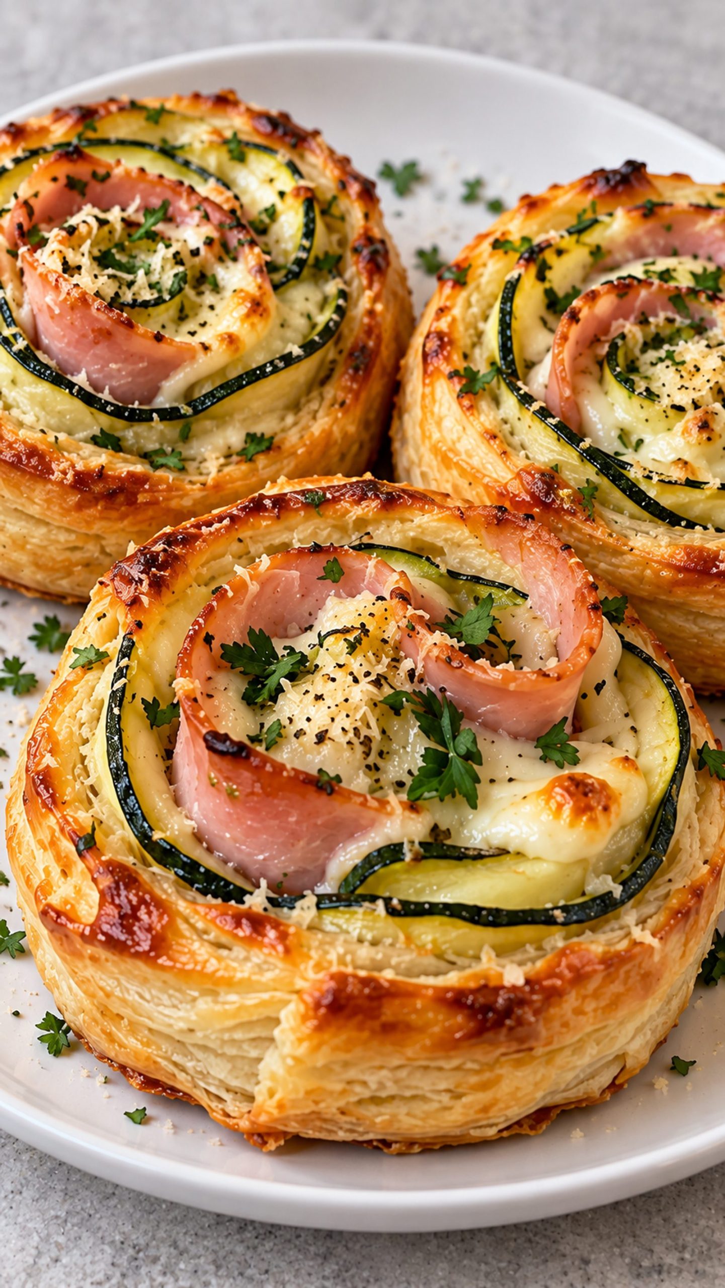 Zucchini Ham Cheese Pastry Roses