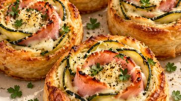 Zucchini Ham Cheese Pastry Roses