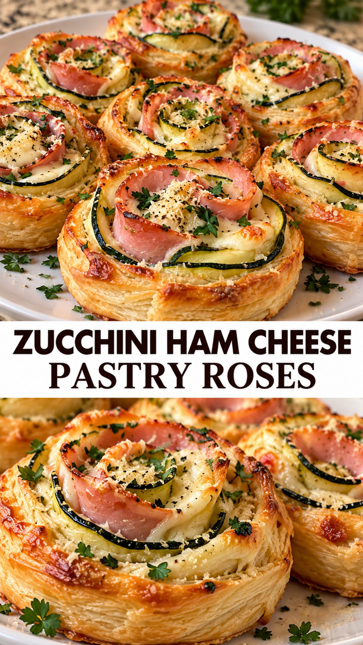 Zucchini Ham Cheese Pastry Roses